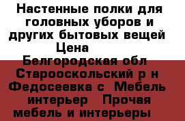 Настенные полки для головных уборов и других бытовых вещей › Цена ­ 550 - Белгородская обл., Старооскольский р-н, Федосеевка с. Мебель, интерьер » Прочая мебель и интерьеры   